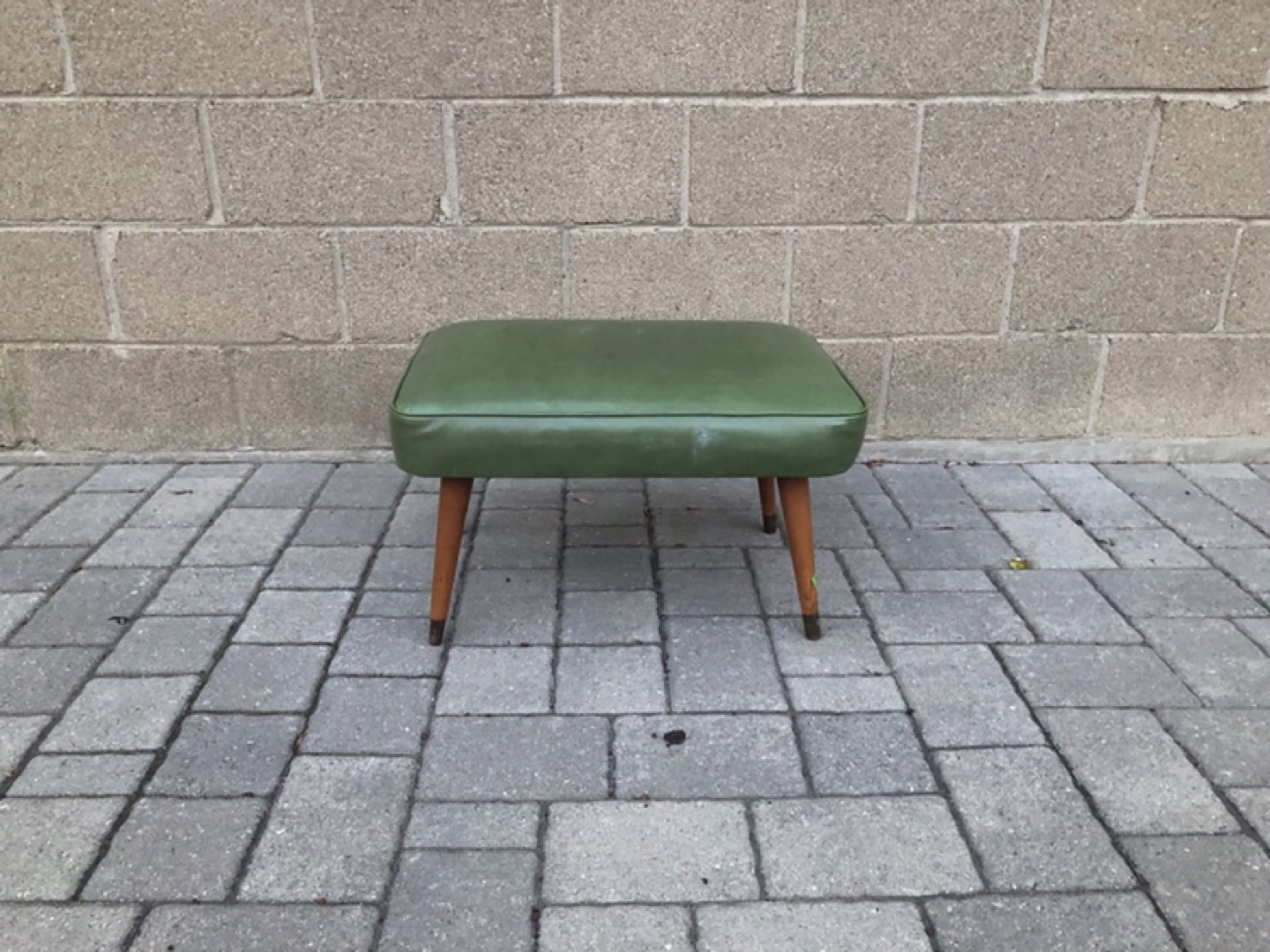 Vintage MCM Green Ottoman Foot Stool c.1950 thumbnail