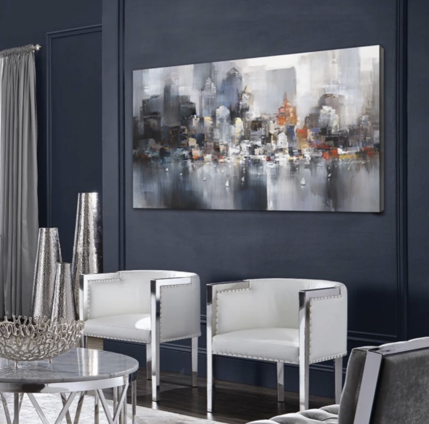 Rising City Canvas ready to hang.  thumbnail