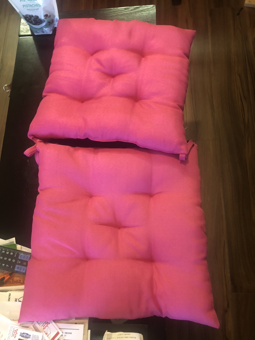 2 pink outdoor patio cushions  thumbnail