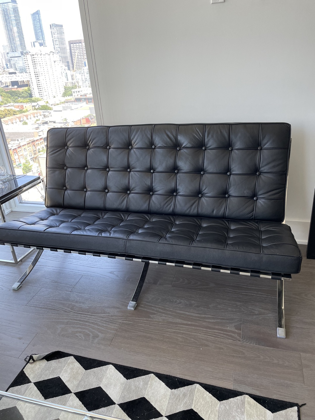 2 Black faux leather couches thumbnail