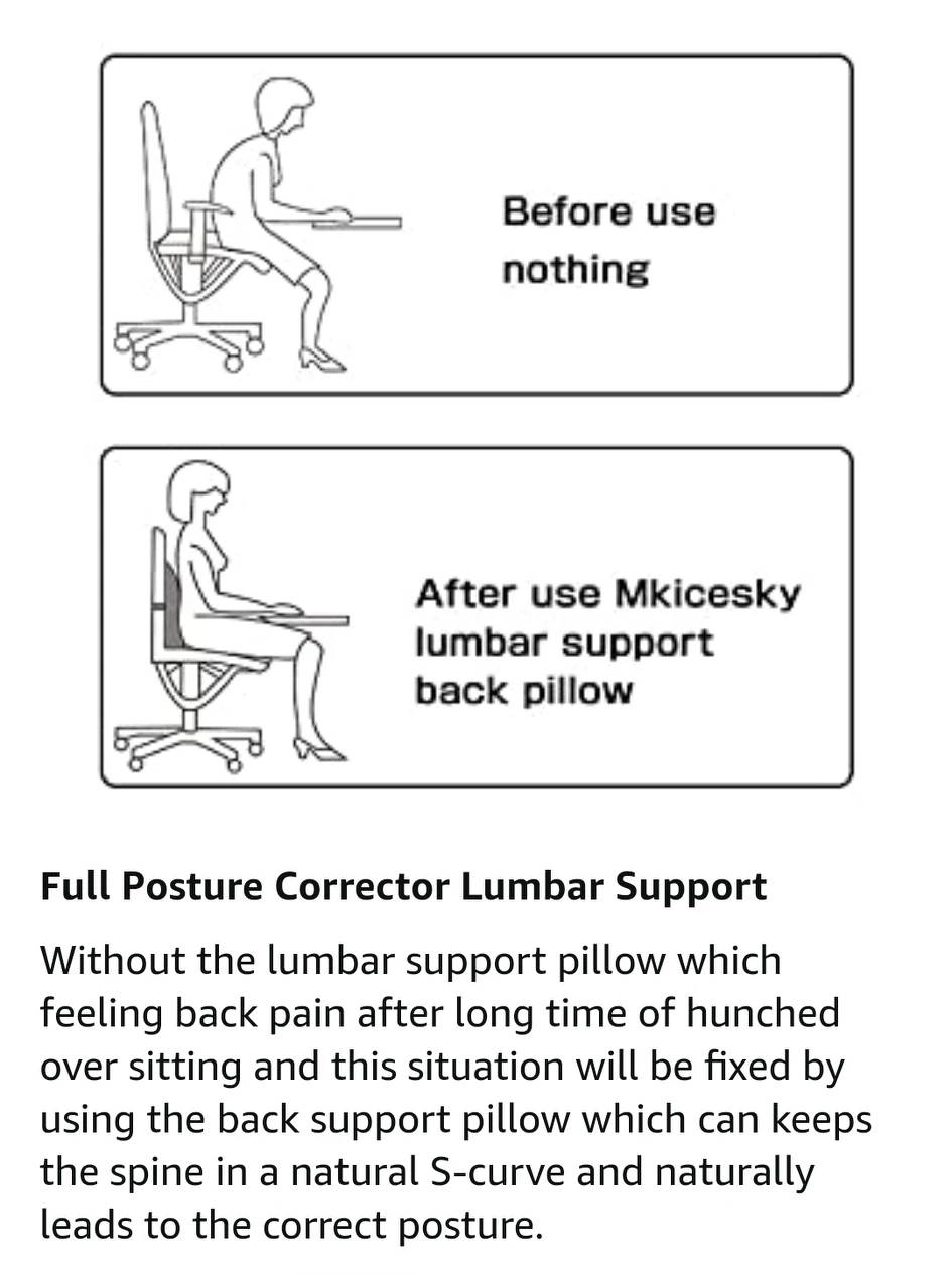 Mkicesky Lumbar Support Back Pillow for Office Chair/Car image indicator(8)