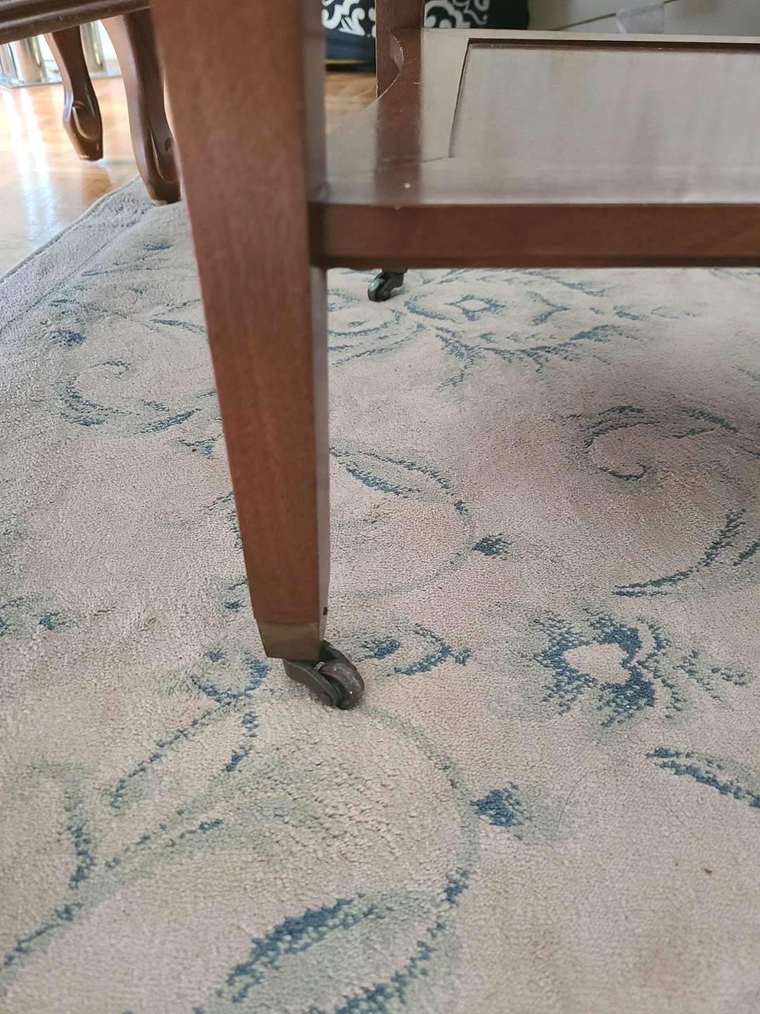 Wood side table with leather top - photo 5