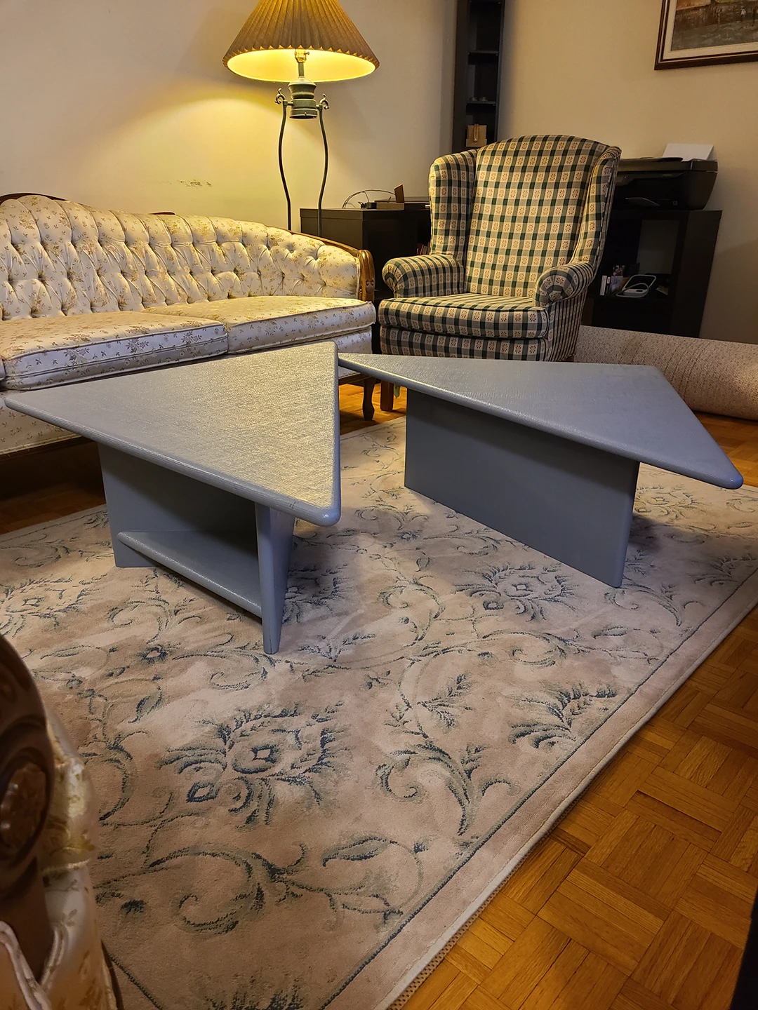 2 Gray Triangular Coffee Tables