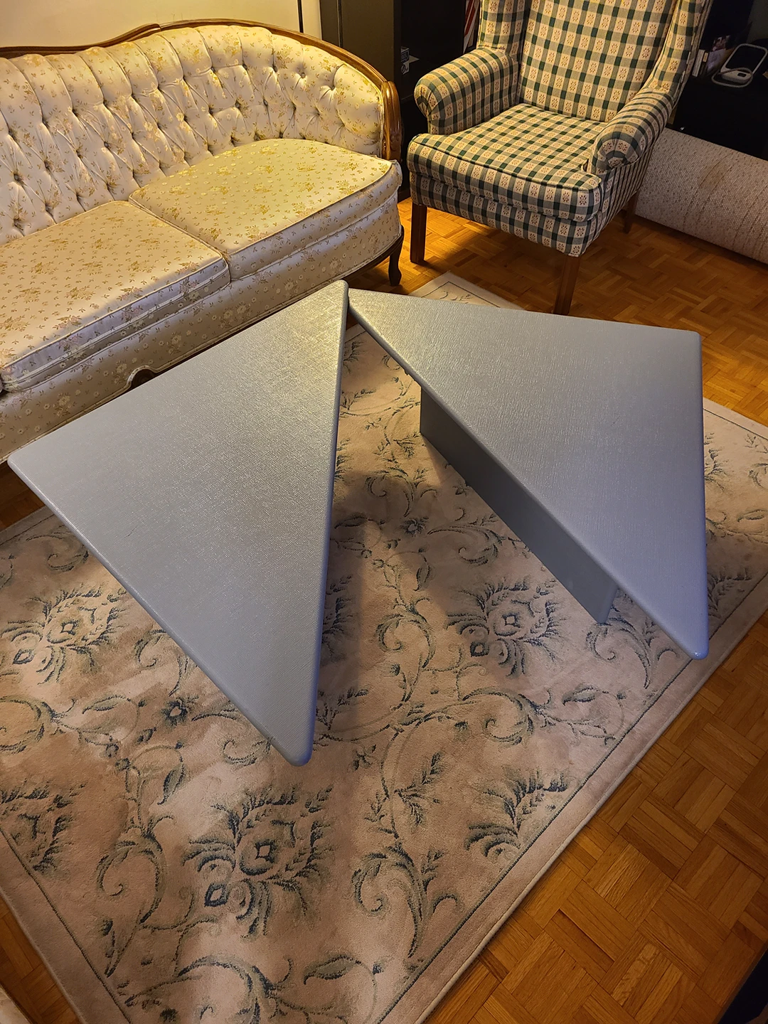 2 Gray Triangular Coffee Tables - photo 2