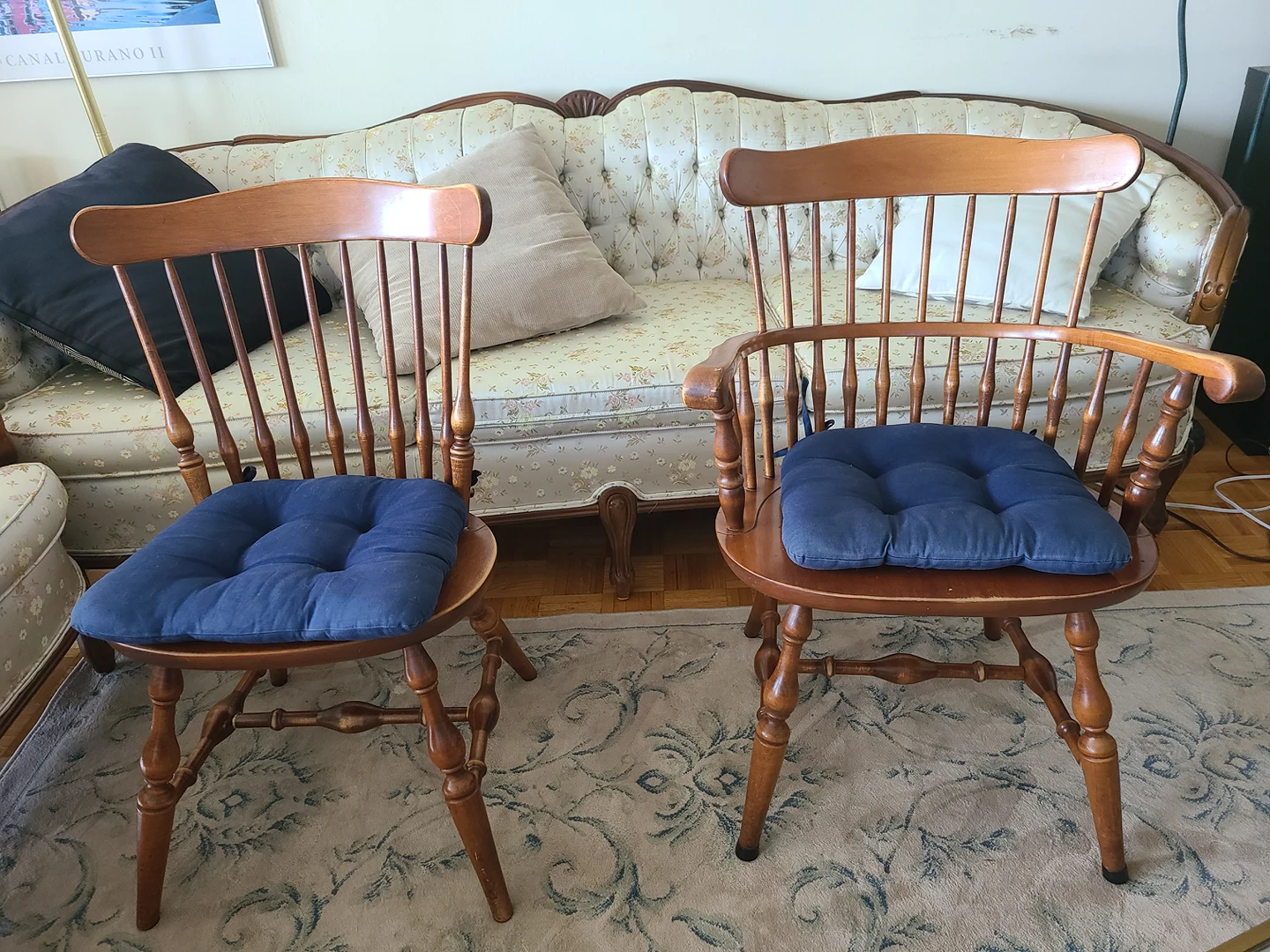 2 Wooden Chairs with Cushions