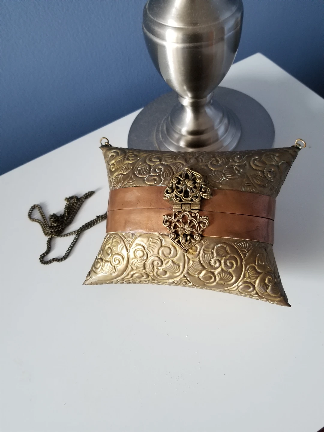 Vintage brass and copper pillow purse