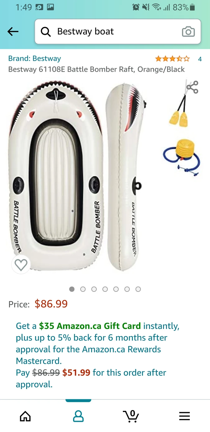 Inflatable boat w/ oars and pump