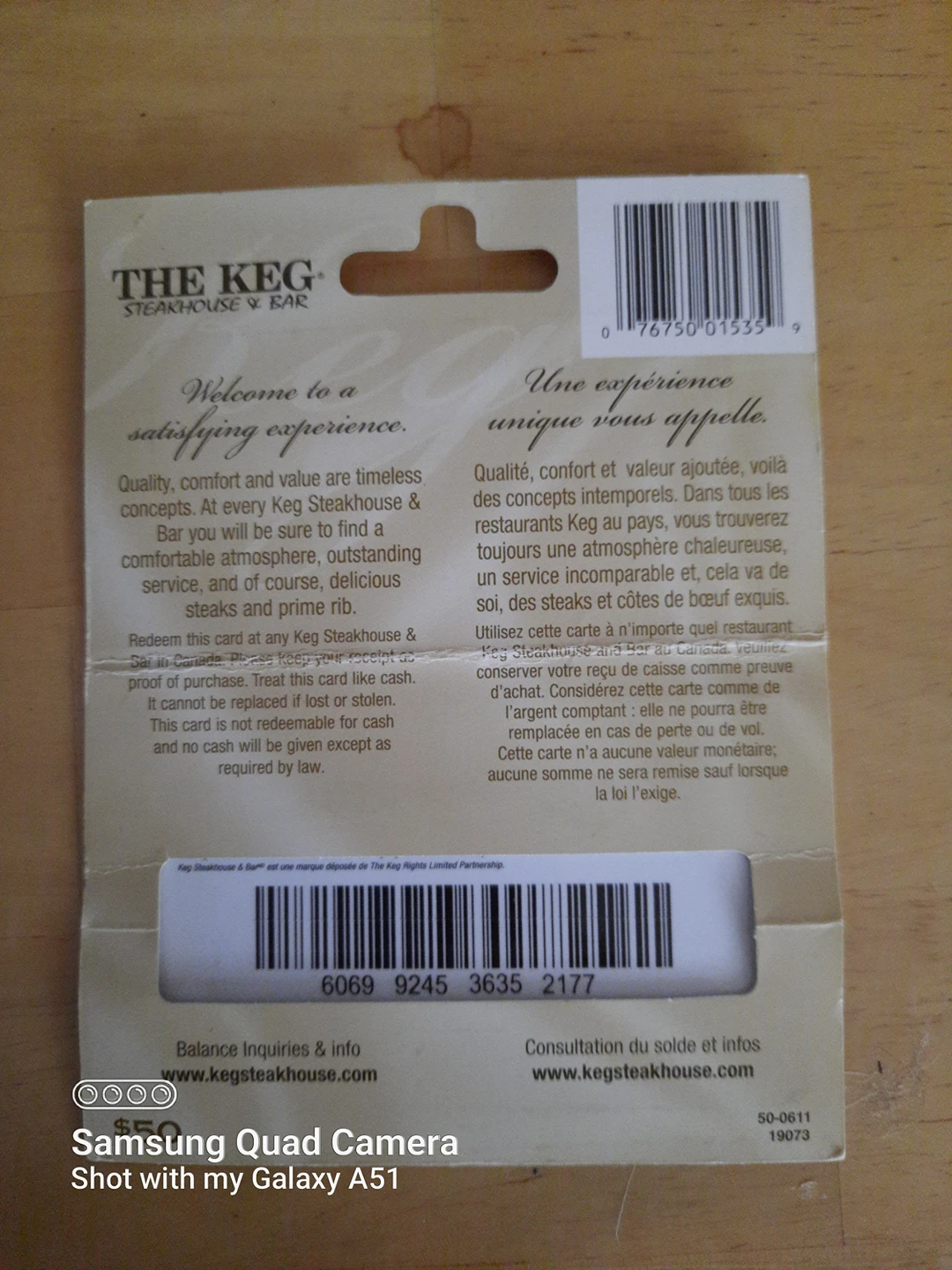 KEG Gift Card $50.00 Balance - photo 2
