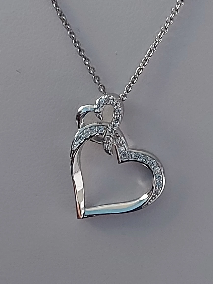 Heart Link Pendant Necklace ,925 Sterling Silver