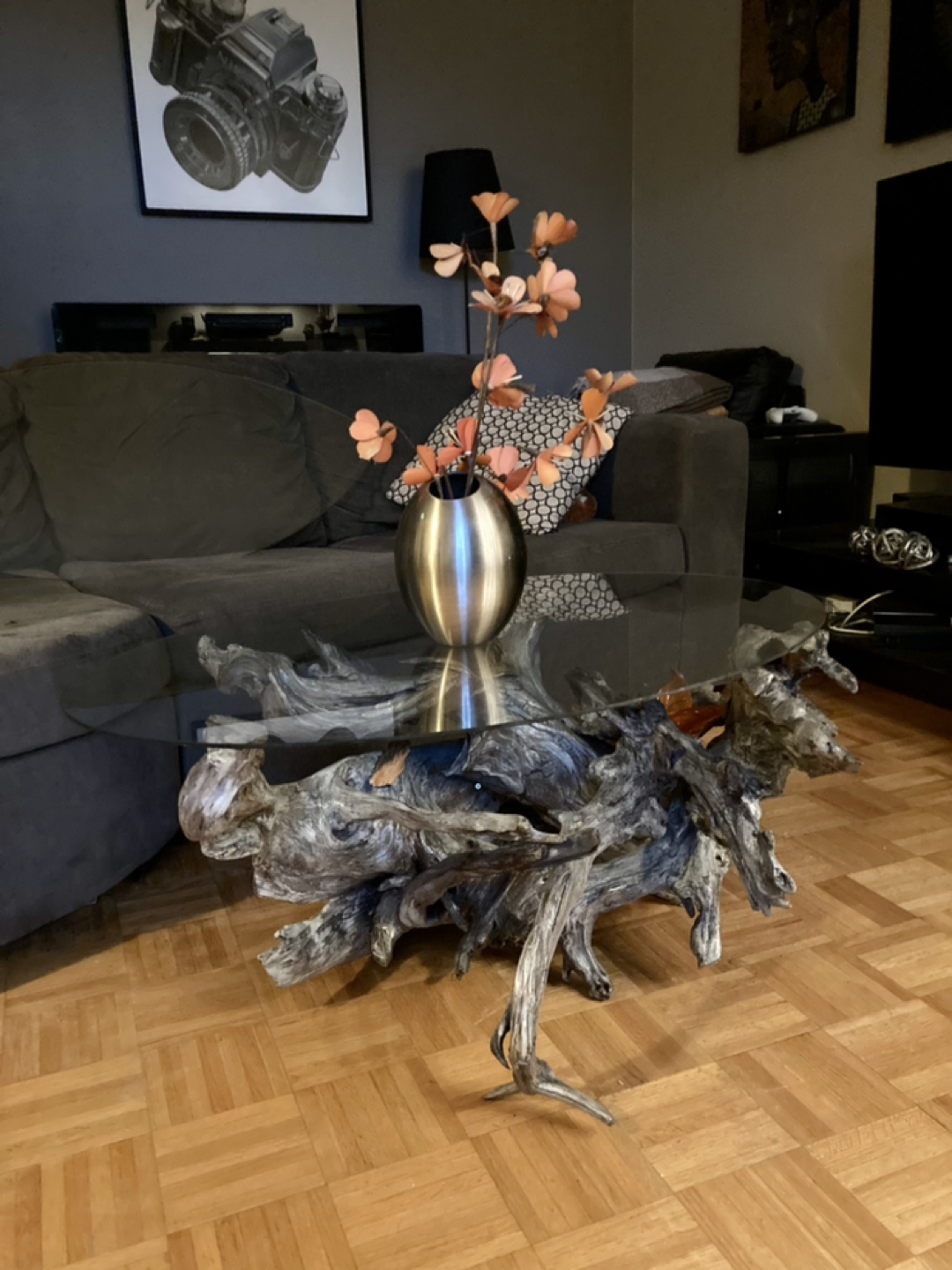 Live edge hardwood driftwood coffee table thumbnail