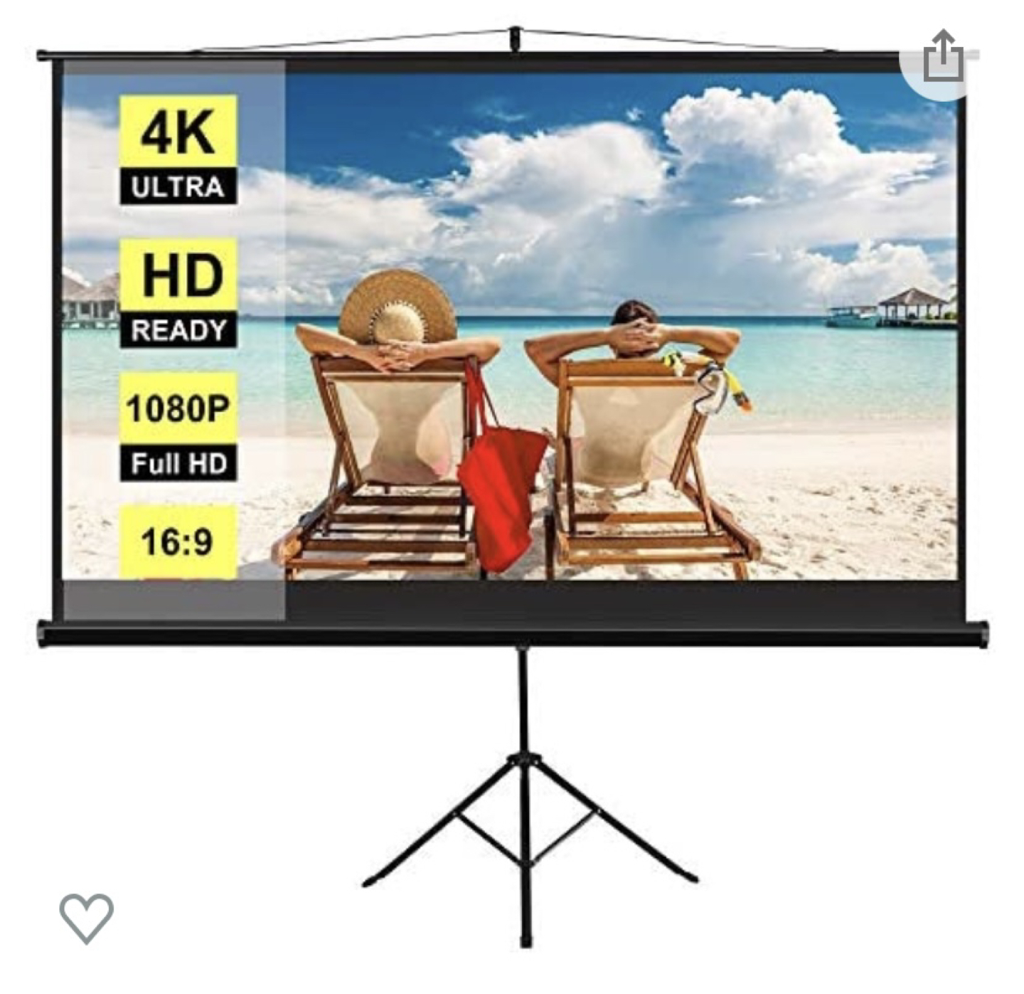 100 inch projector screen with tripod.  - photo 4