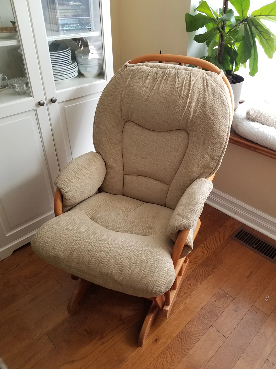 semi upholstered  glider chair and ottoman - photo 2