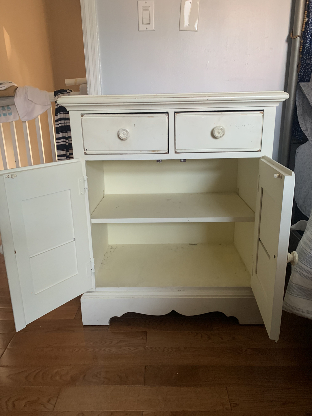 Off white children’s armoire and side table - photo 5
