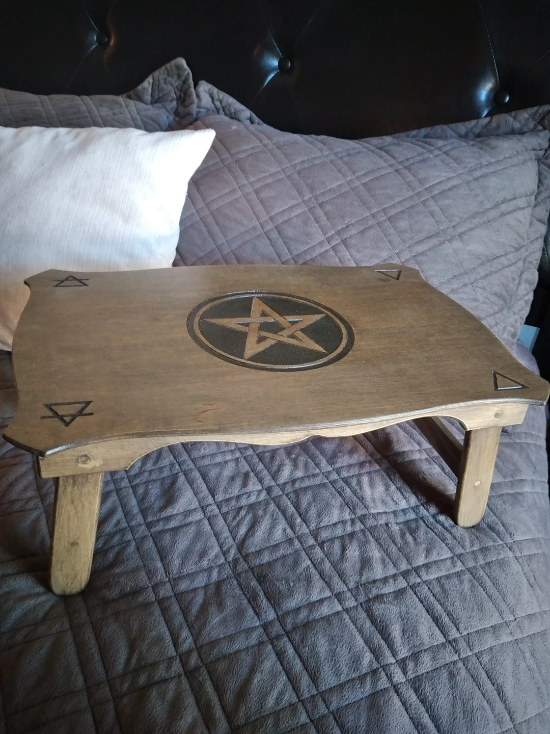 Hand Carved Wooden Table thumbnail