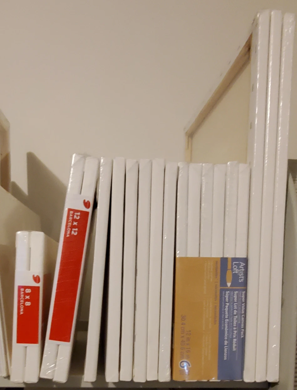 Stretched Canvas, 19 pieces, assorted sizes