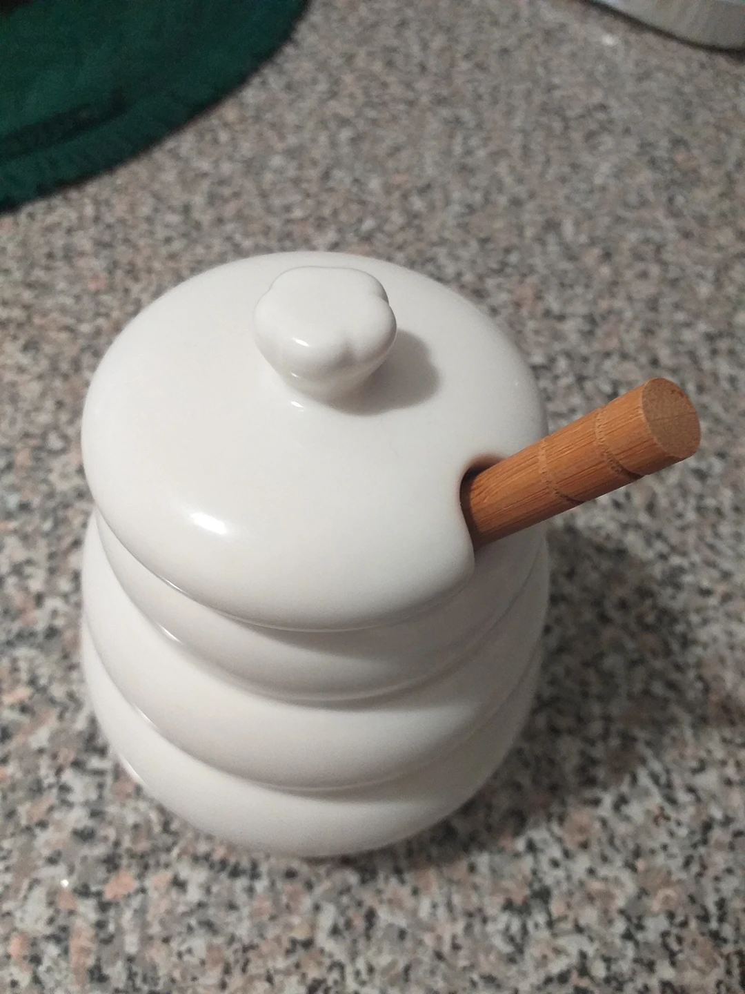 honey pot with wooden spoon $6