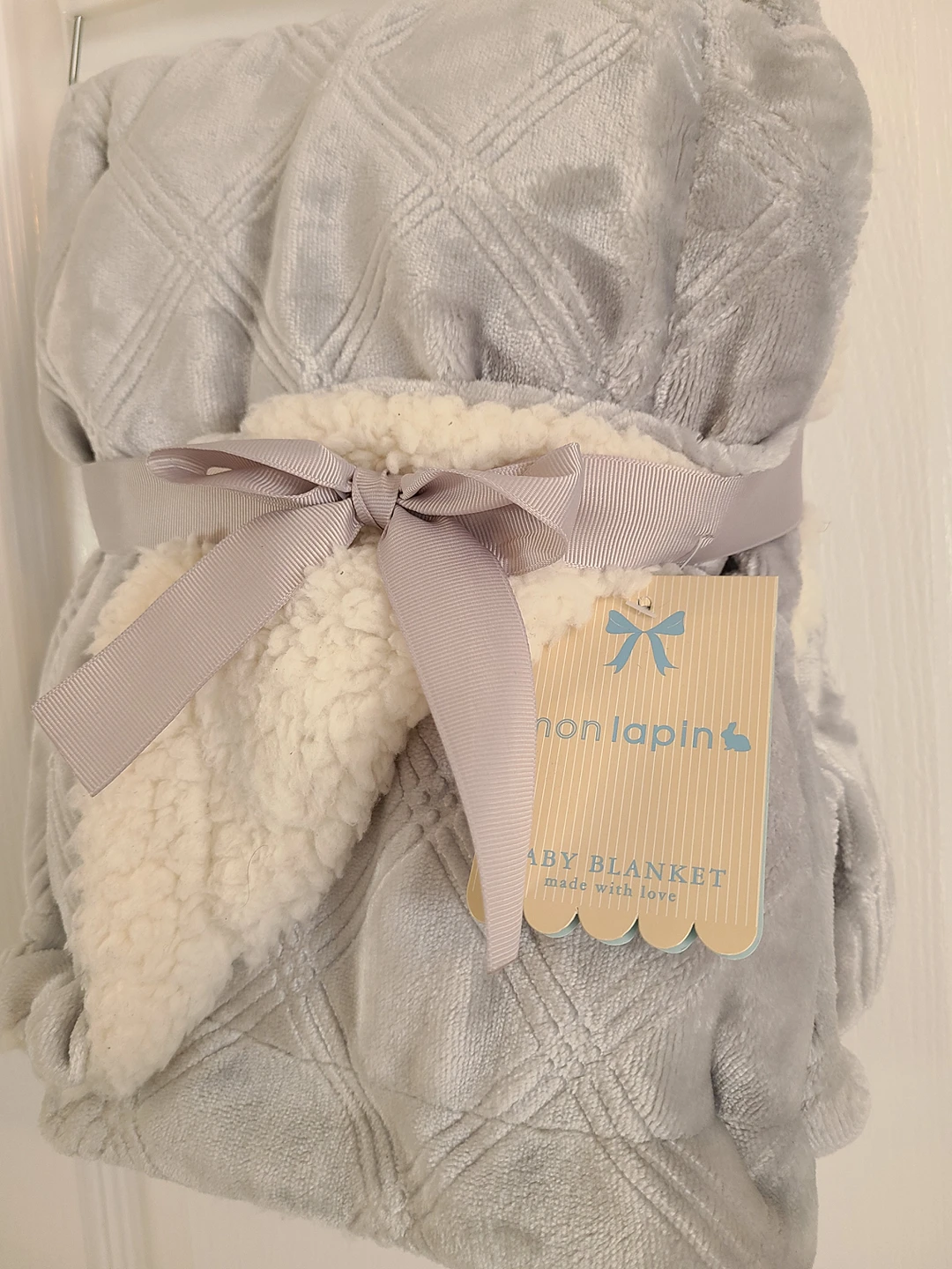 Velvet Baby Blanket Throw in
Gray color