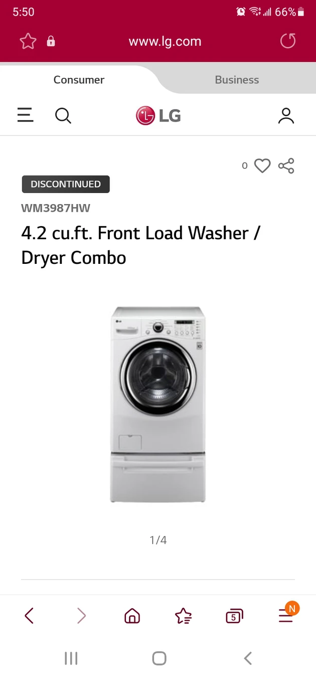 Lg all in one washer/dryer for sale.