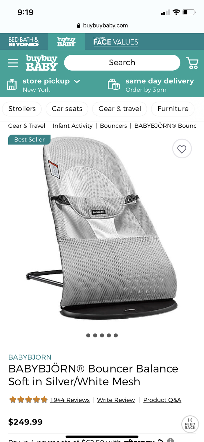 Babybjorn bouncer and toy bar