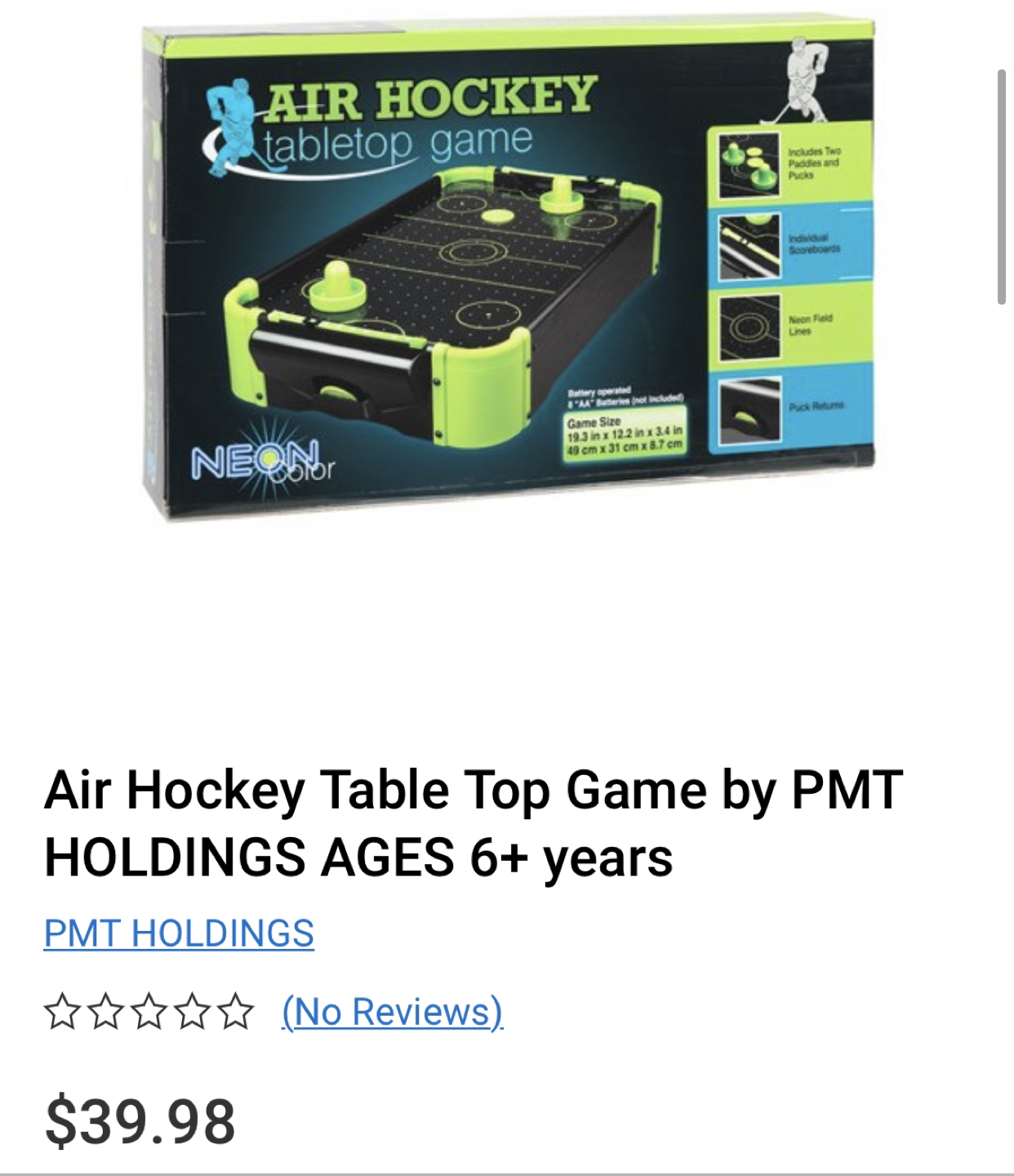 Air hockey table