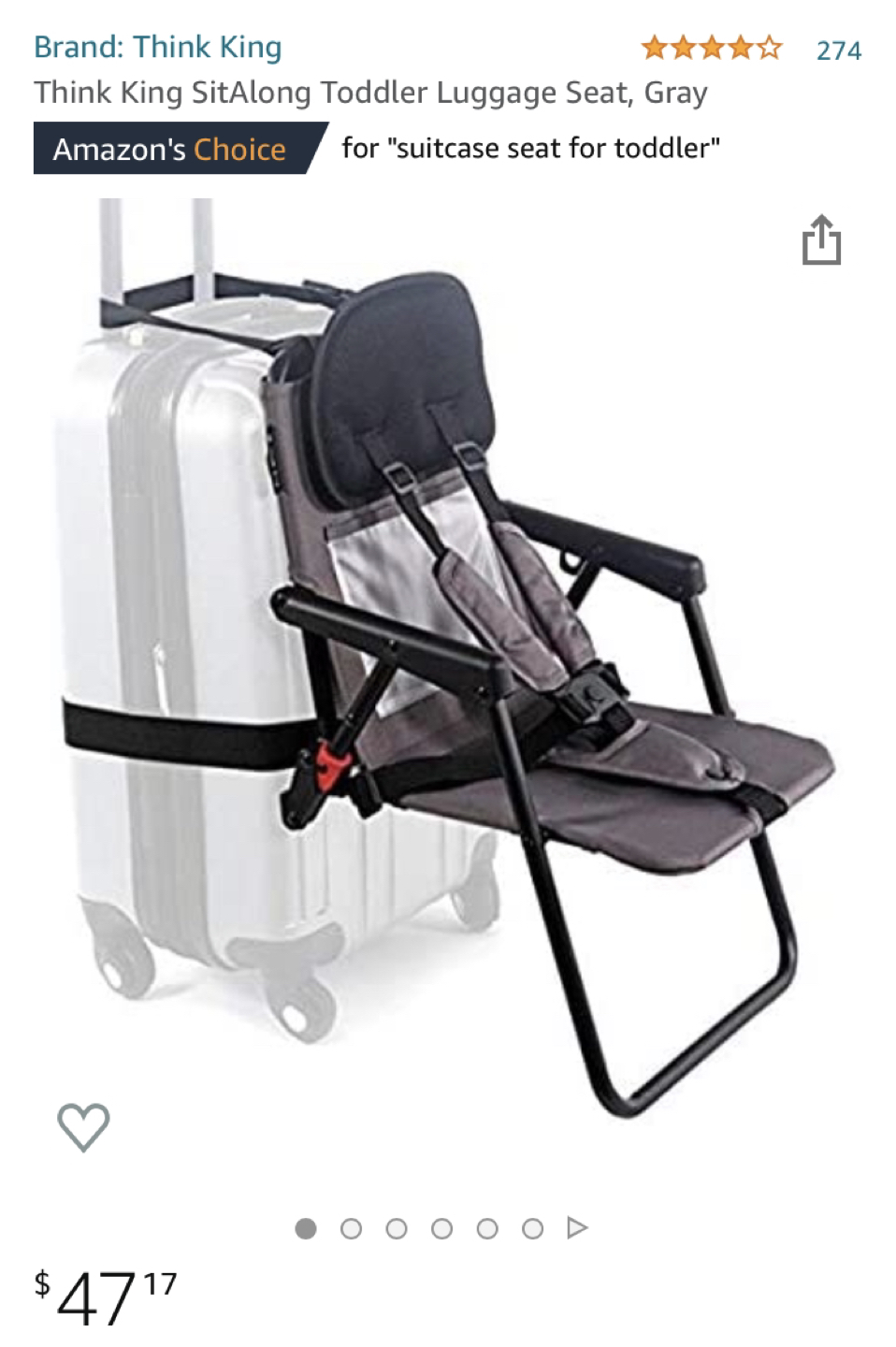 Toddler luggage seat
