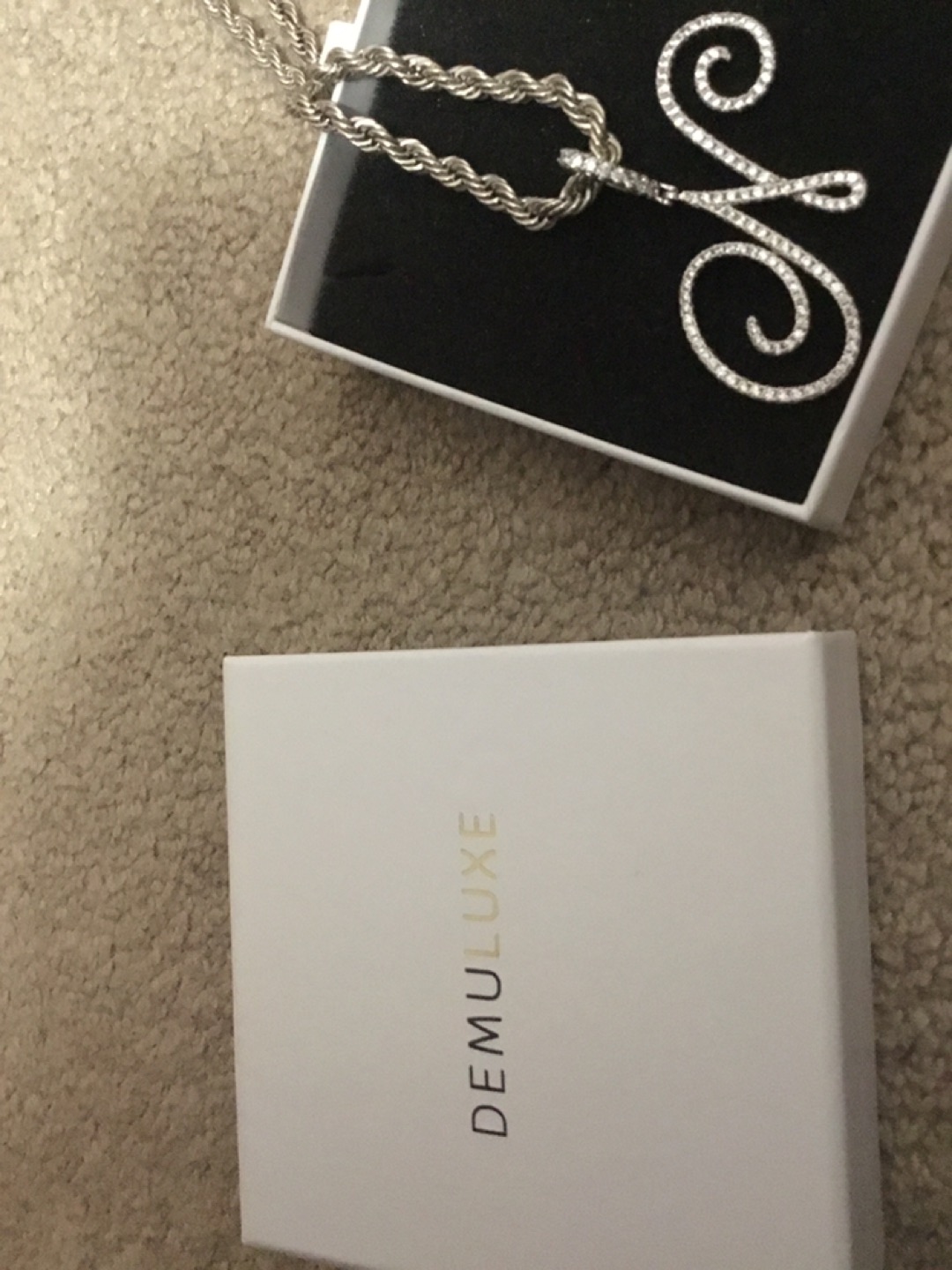 Cubic zirconia white gold letter N necklace - photo 5