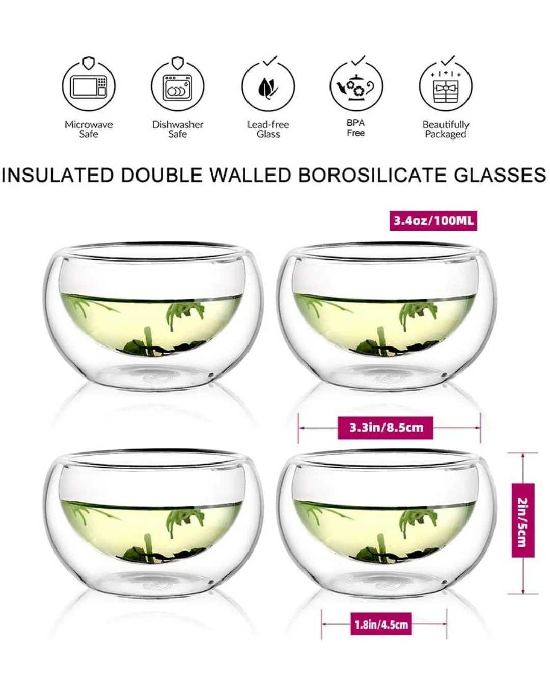 Double wall glass tea cups thumbnail