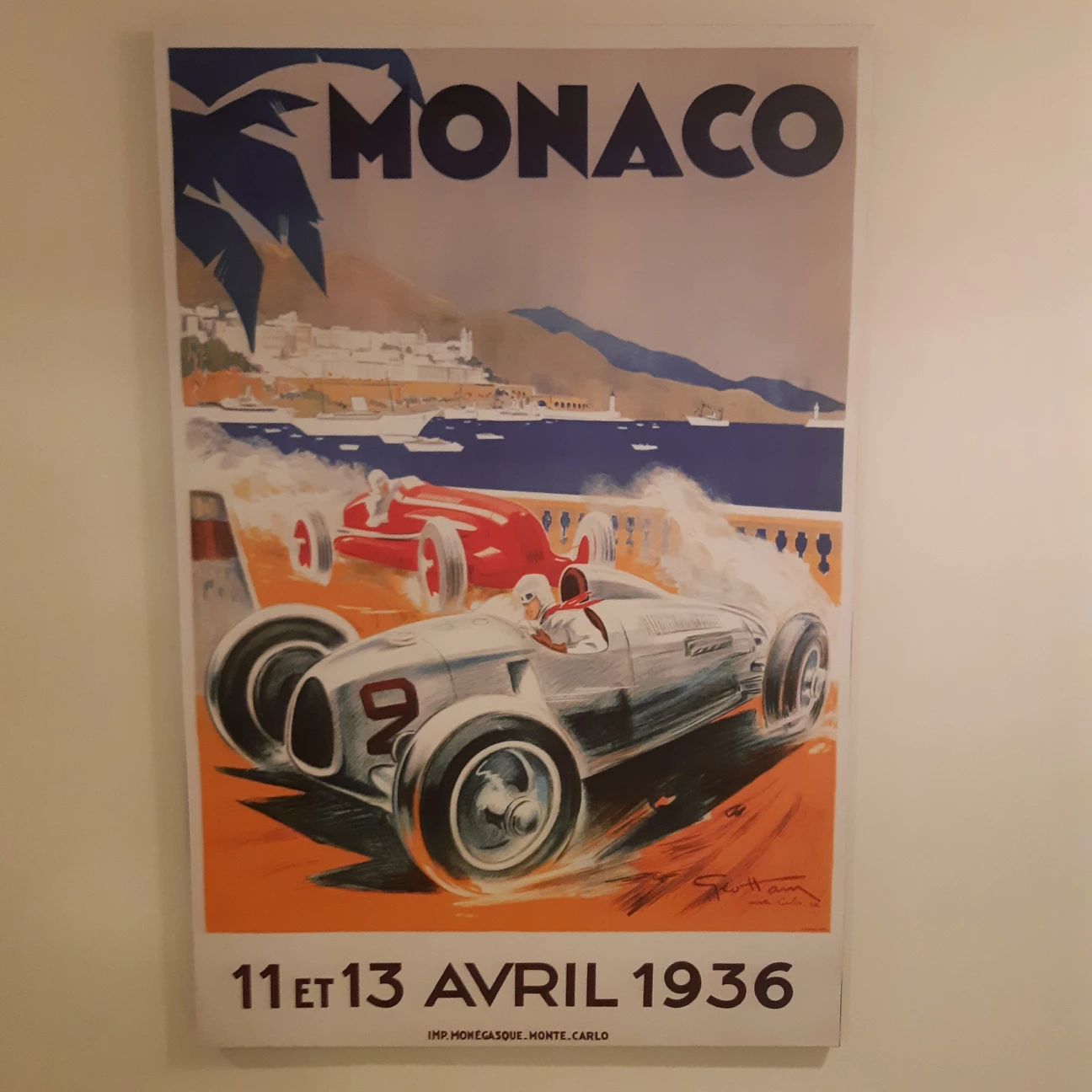 Vintage Monaco Scene on Stretched Canvas