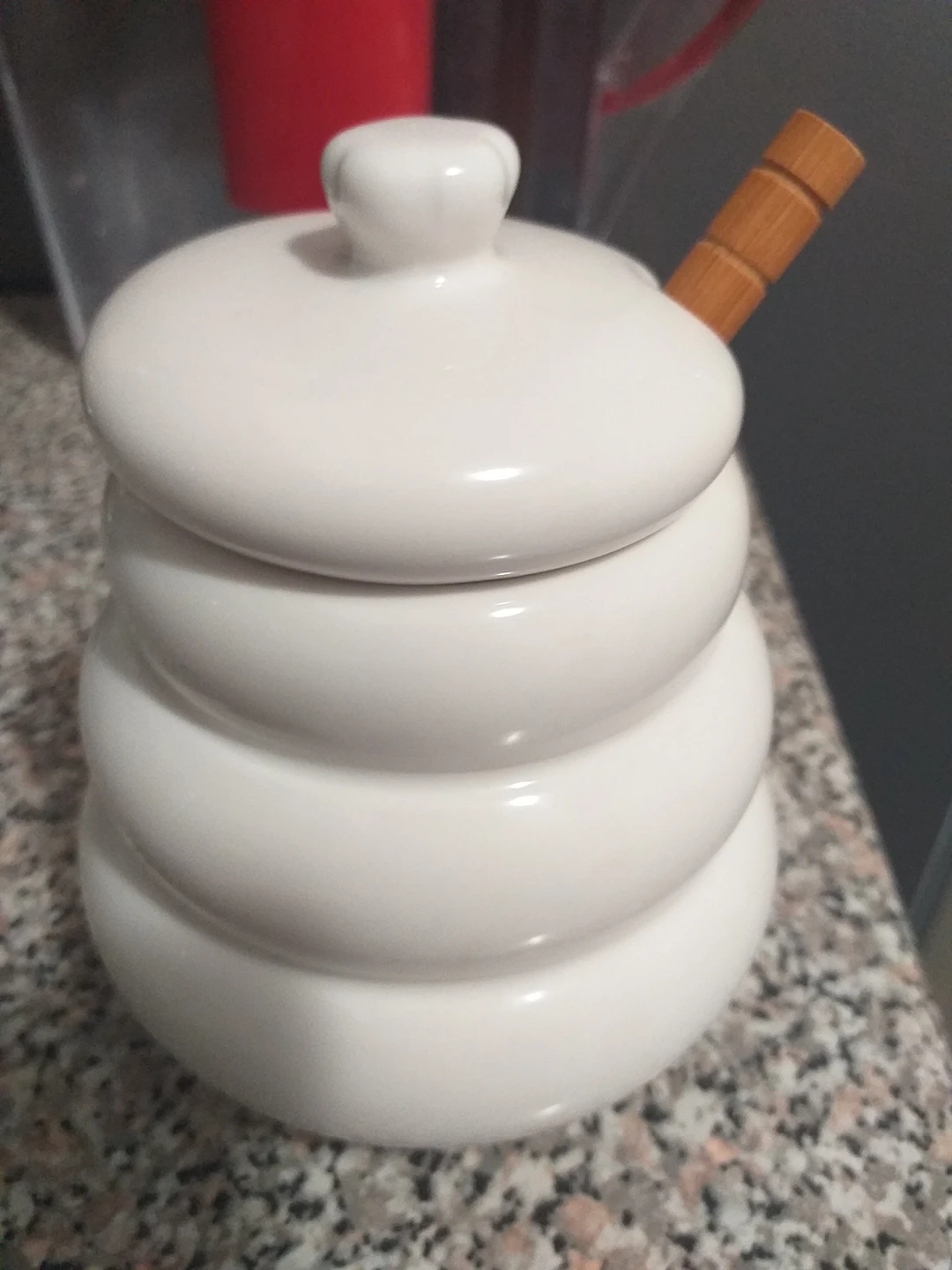 honey pot with wooden spoon $6 - photo 2