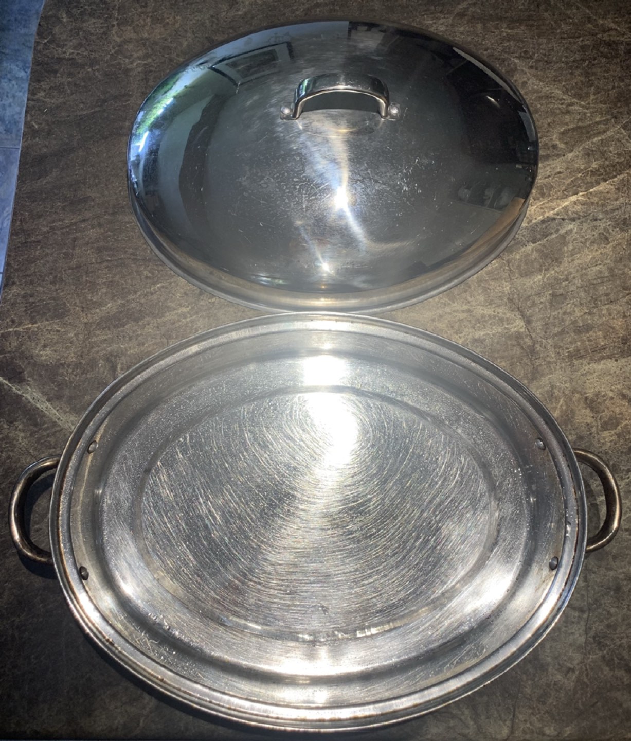 Great stainless steel roasting pan with dome lid - photo 3