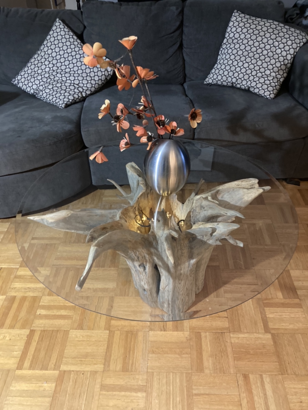 Unique hardwood stump coffee table thumbnail