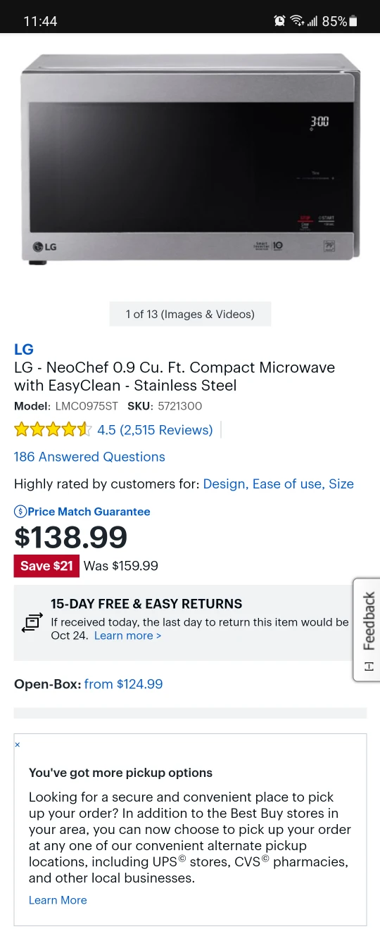 LG 0.9 cu ft Microwave - almost new - photo 3