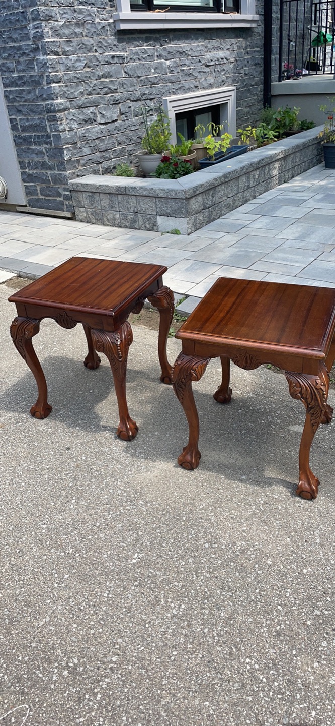 Clawed feet, wood side tables