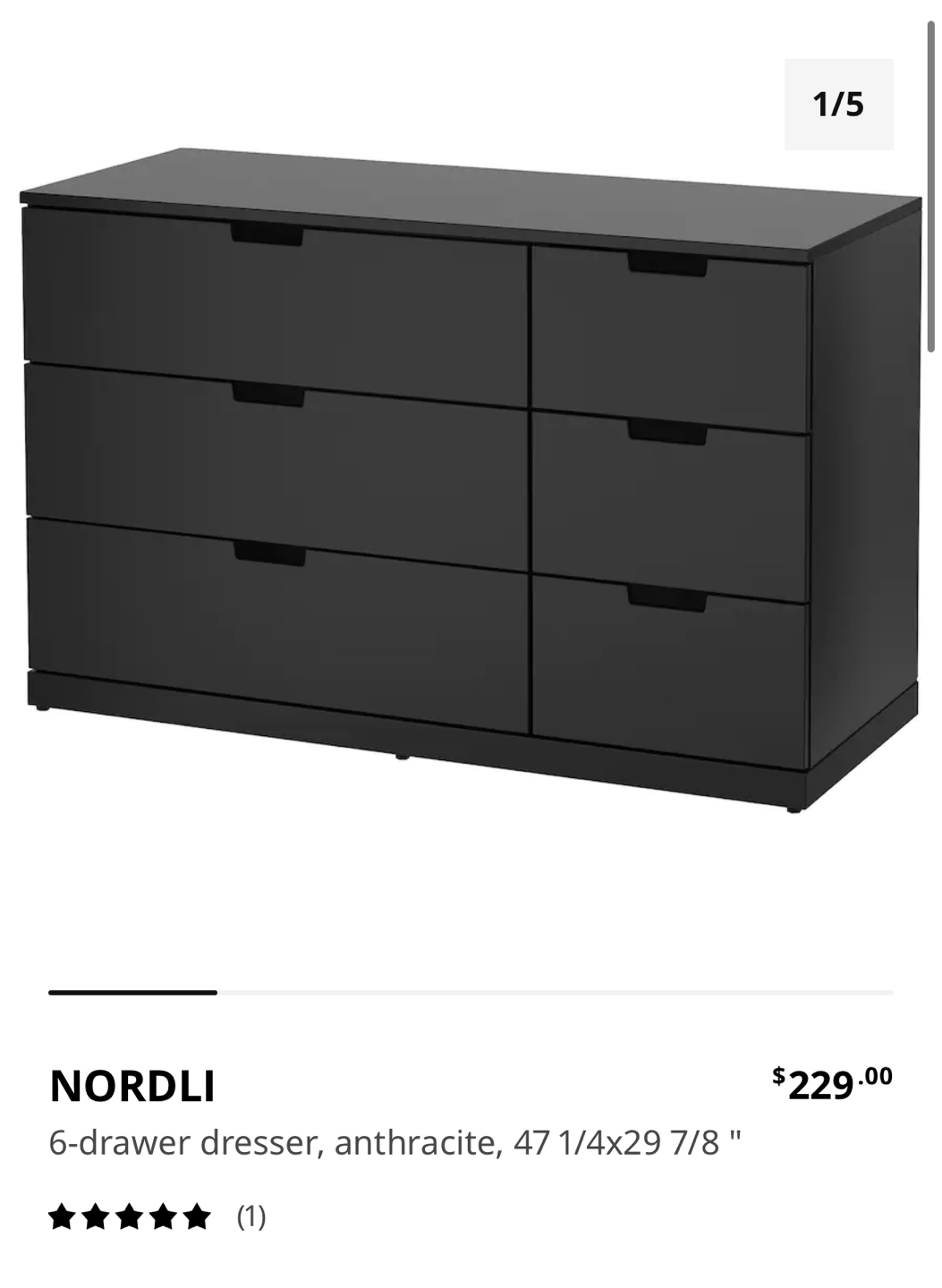 Nordli 6 drawer dresser - dark brown - gently used