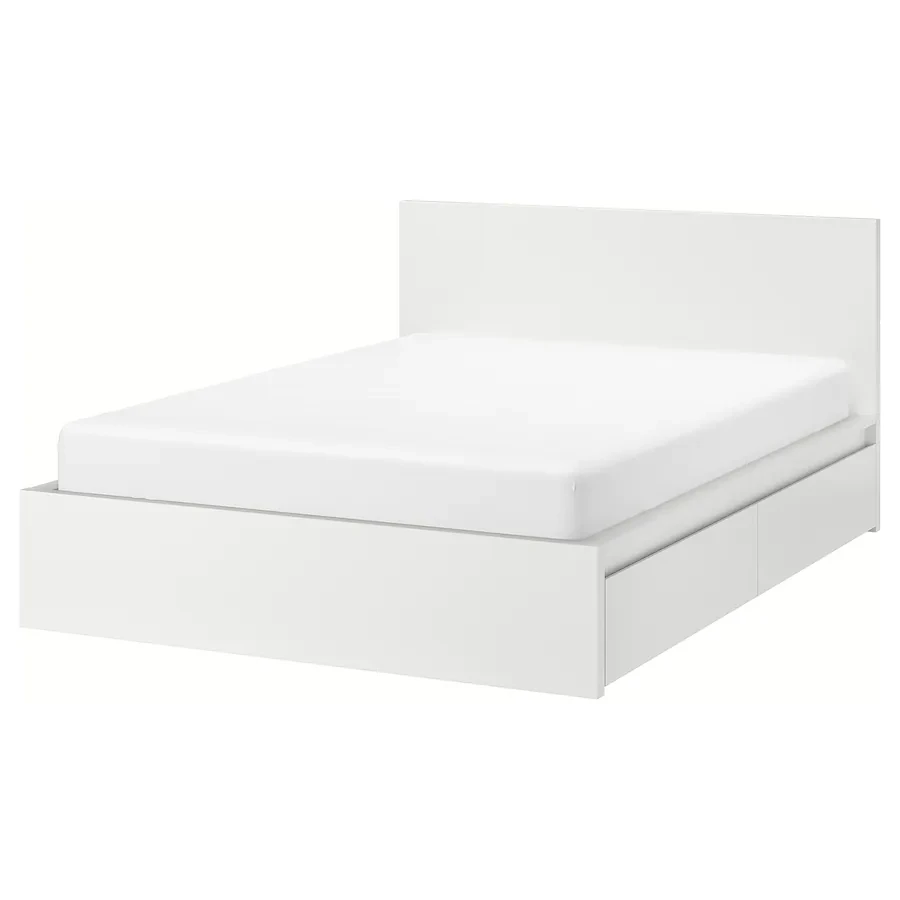 IKEA MALM double size bed frame with 4 storage boxes thumbnail