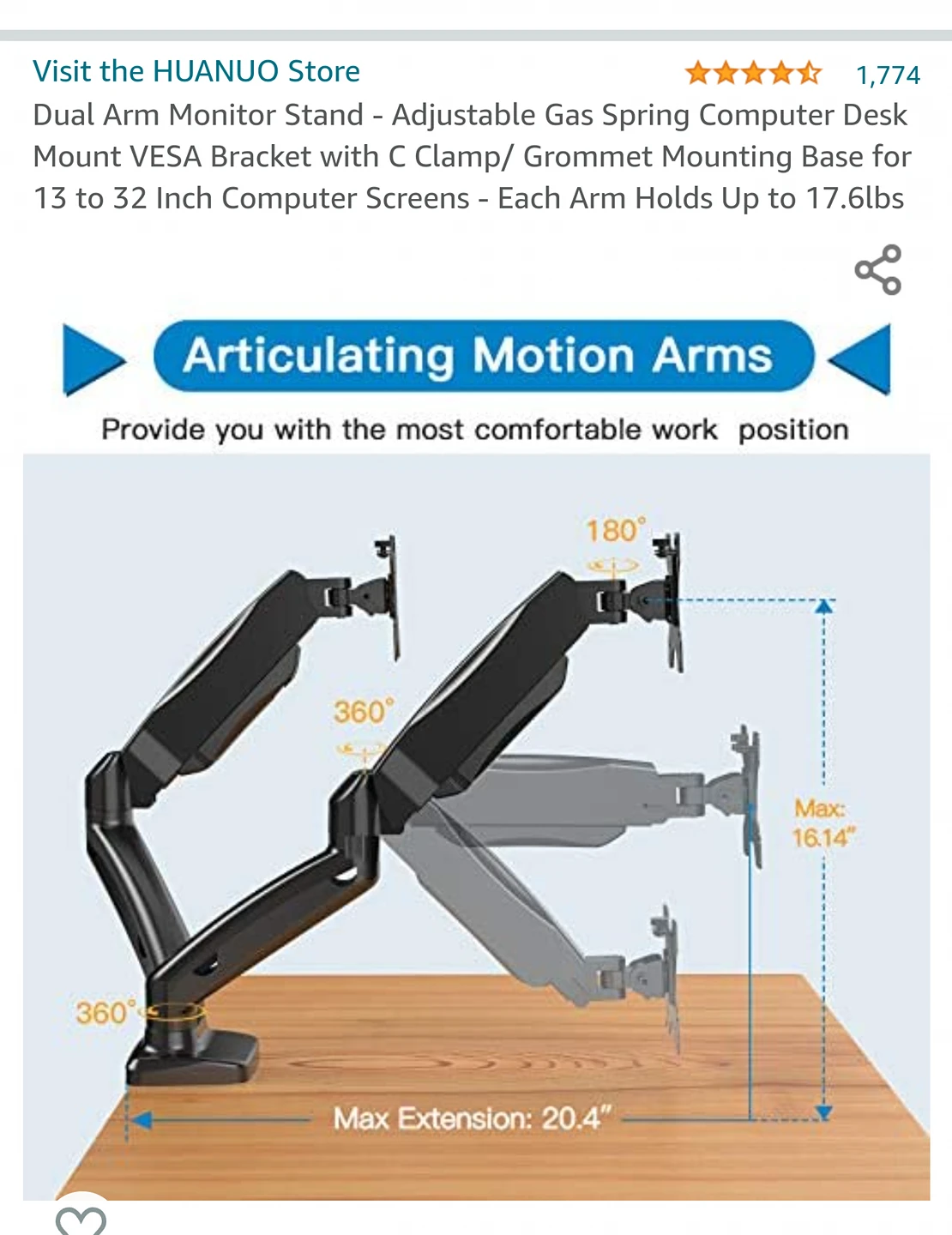 Dual Monitor Mount and Vesa Extension - photo 2
