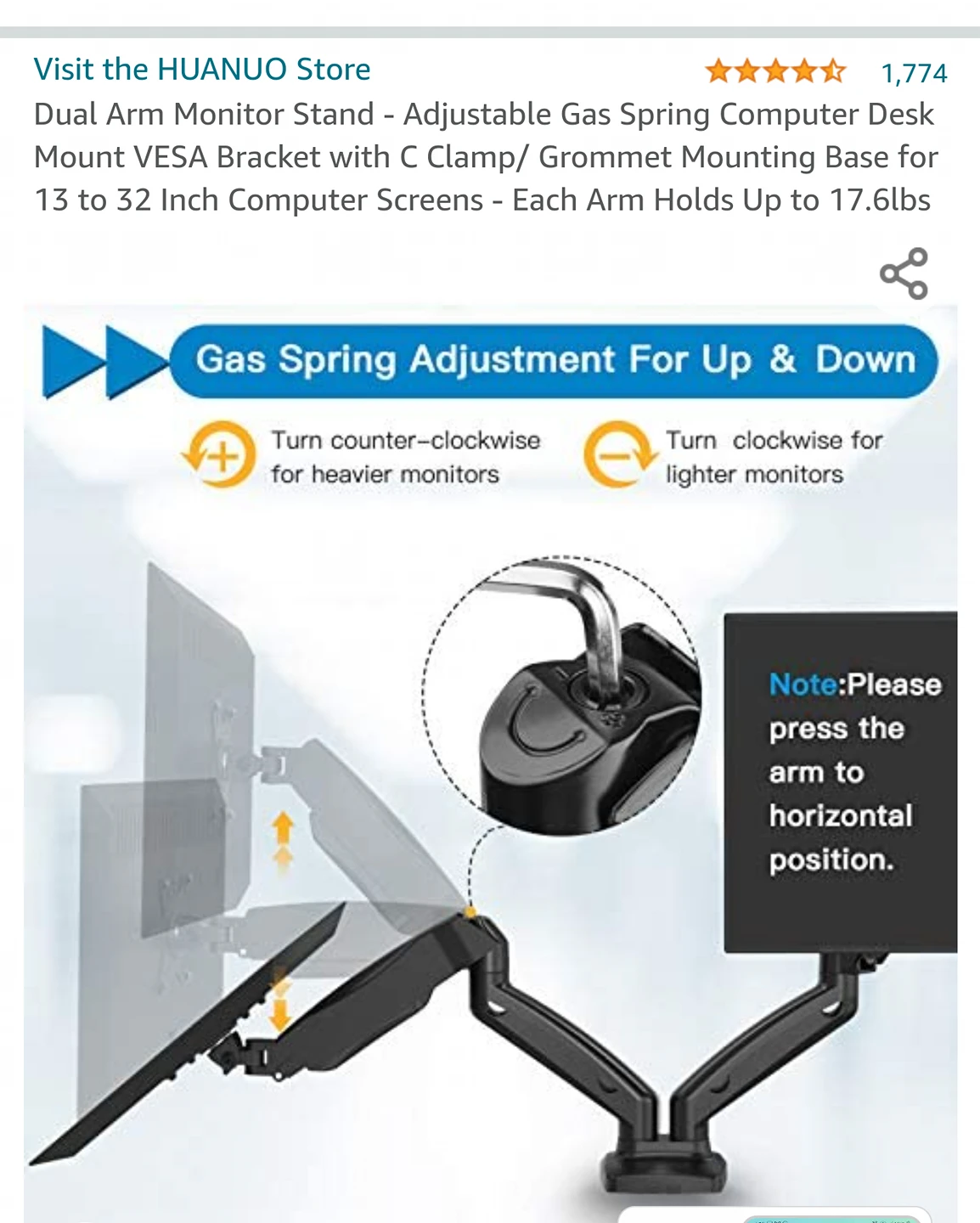Dual Monitor Mount and Vesa Extension - photo 4