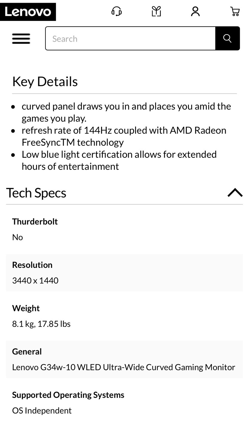 Lenovo G34-W-10 34 inch Curved Gaming Monitor - photo 2
