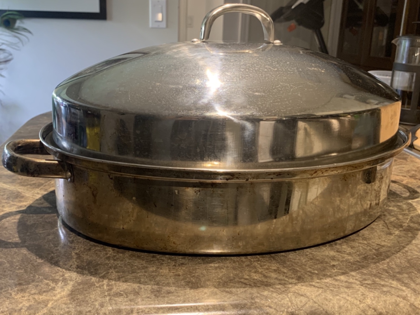 Great stainless steel roasting pan with dome lid - photo 2