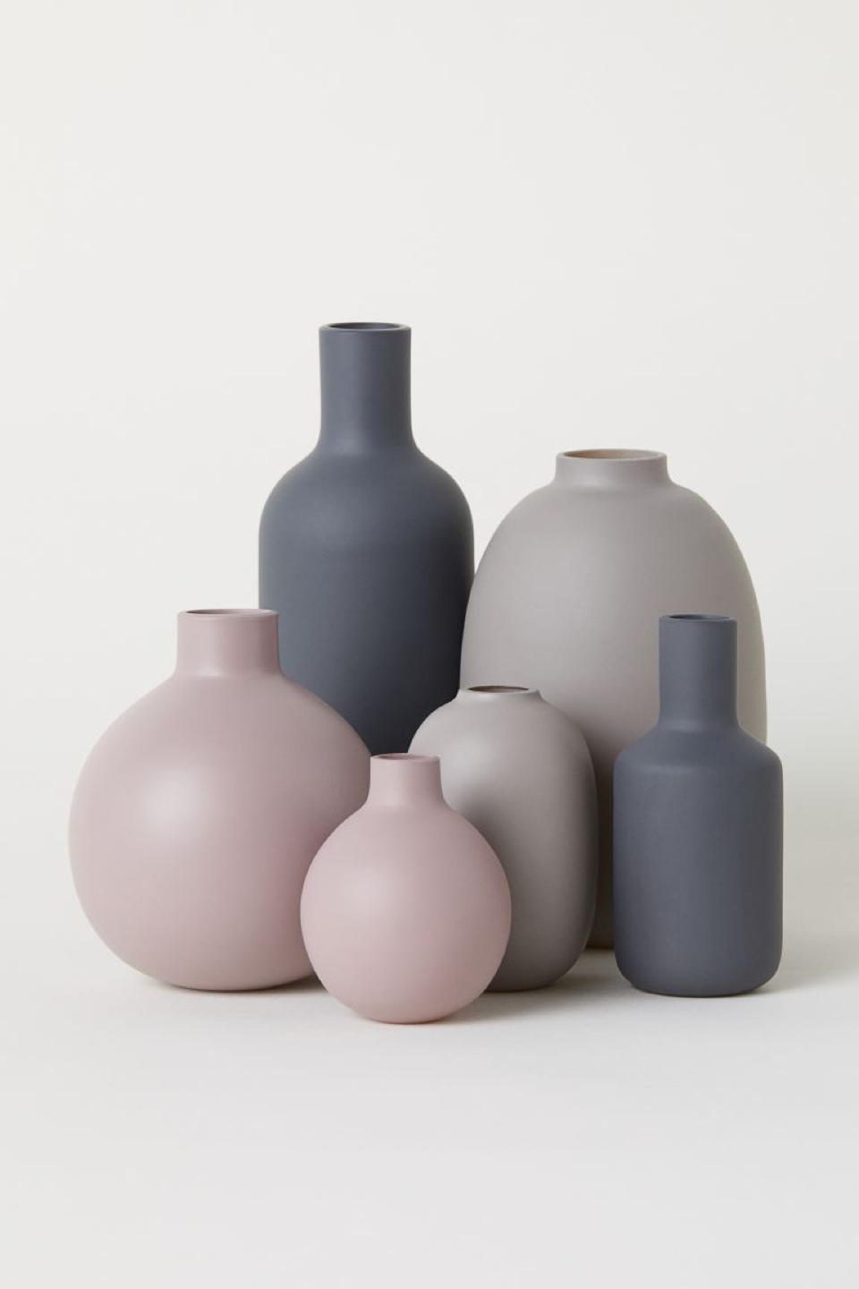 H&M Home - Minimalist Small Glass Vase Set (Gray / Dusty Pink)