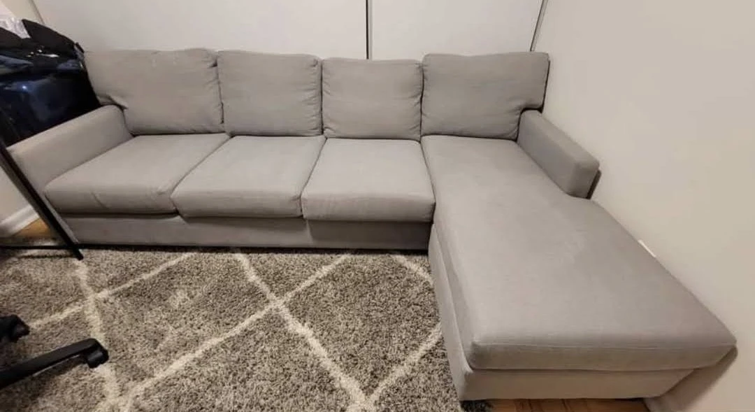 Grey sectional sofa with moveable chaise