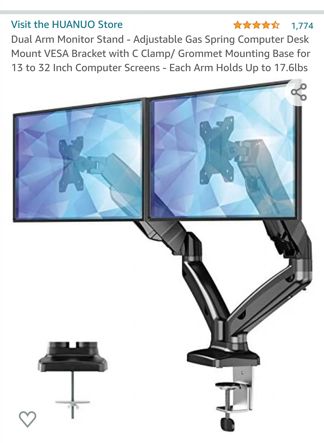 Dual Monitor Mount and Vesa Extension