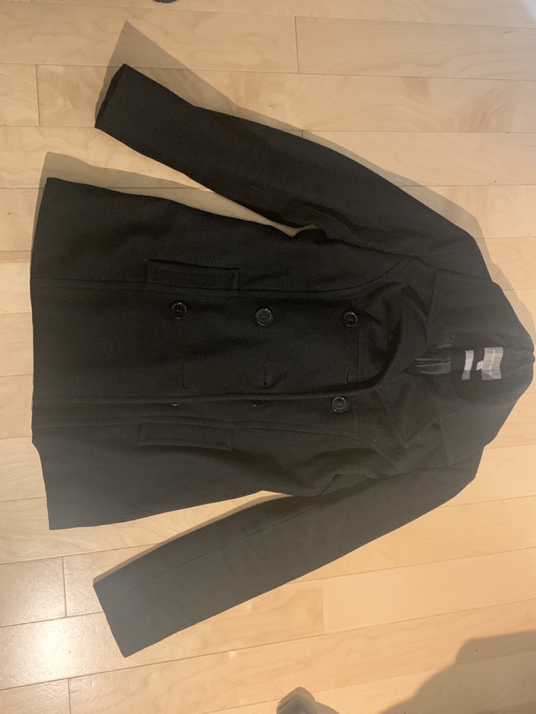 Medium - wool black fall / winter peacoat jacket