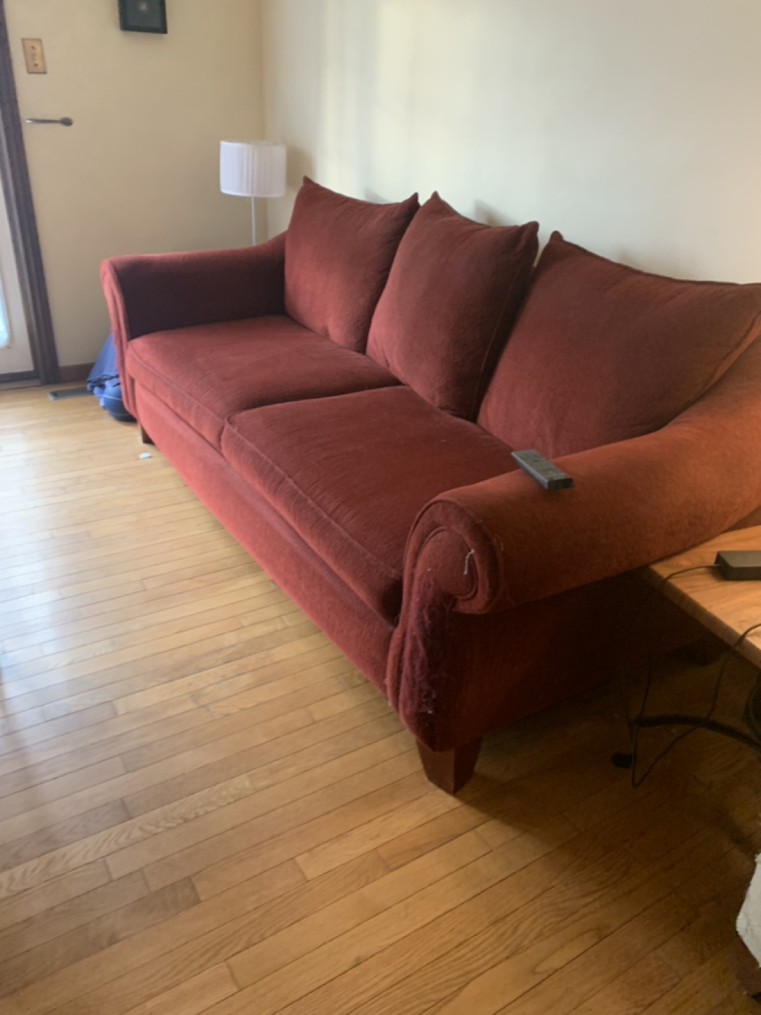 Burgundy used sofa free - photo 3