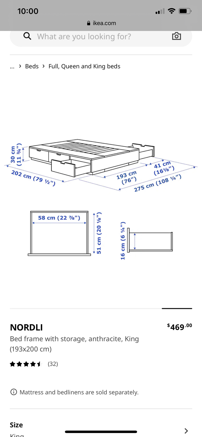 IKEA Nordli King Bed brown