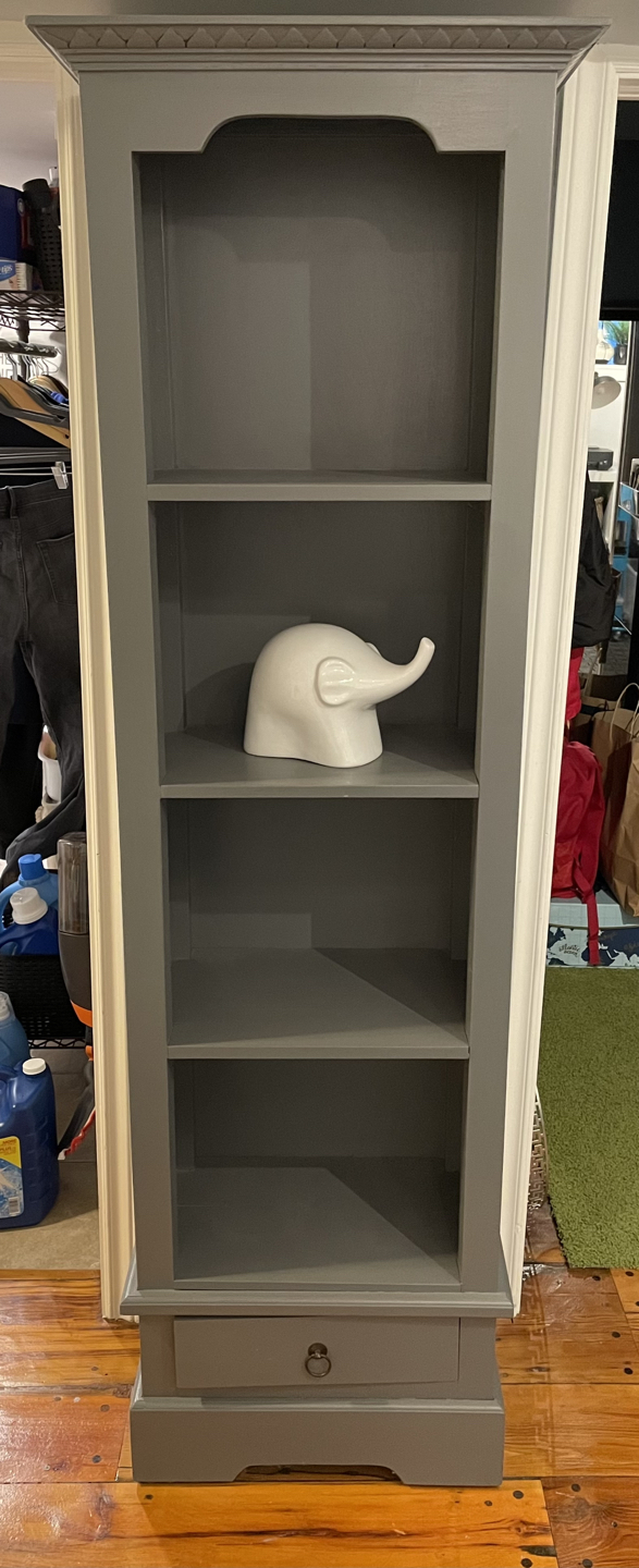Painted teak wooden book shelf