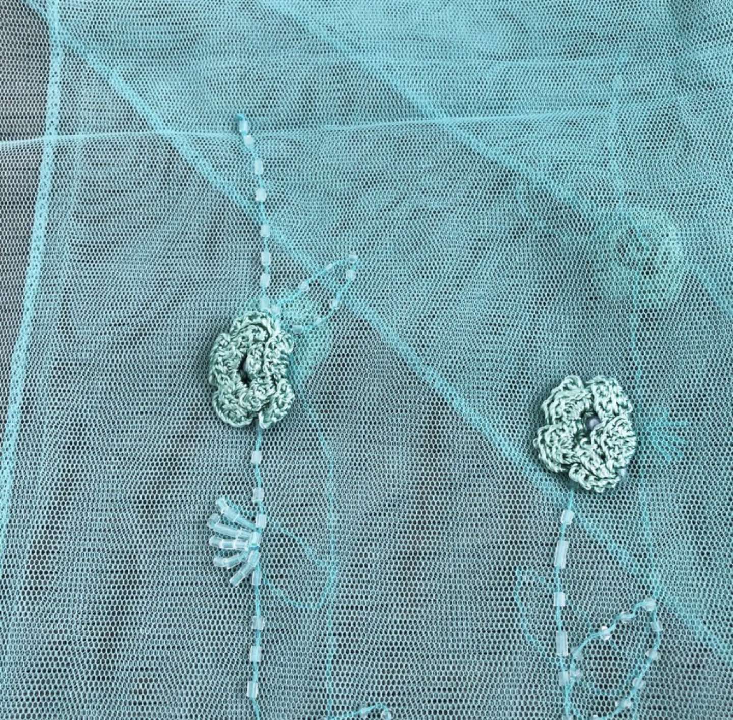 Light Blue Sheer Scarf with Beads and Flowers image indicator(4)