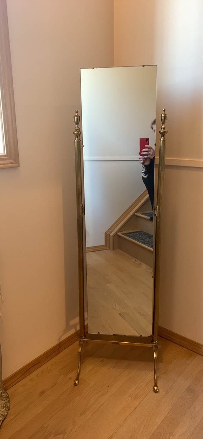 Gorgeous Vintage Brass Full Length Mirror - photo 3