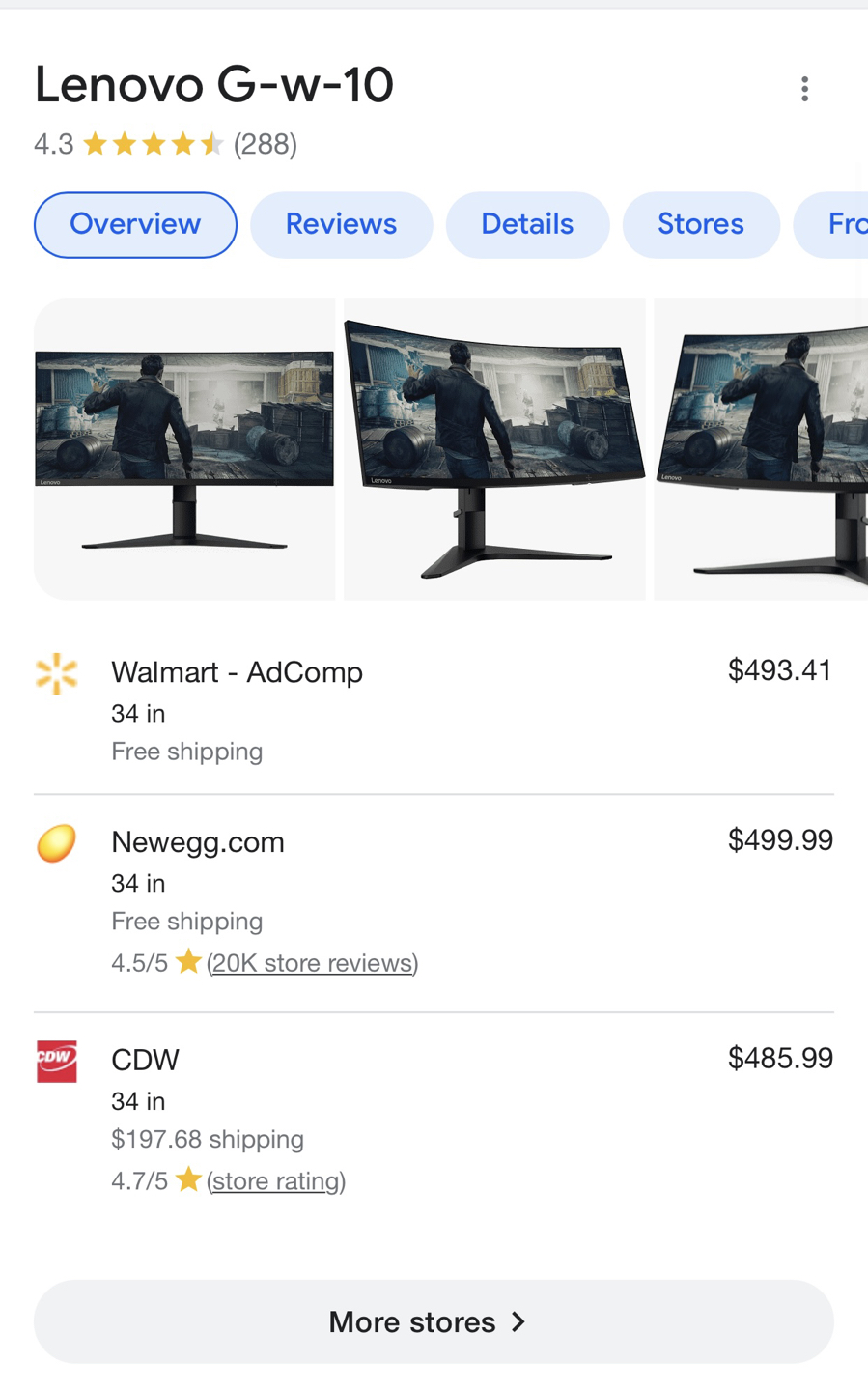 Lenovo G34-W-10 34 inch Curved Gaming Monitor - photo 3
