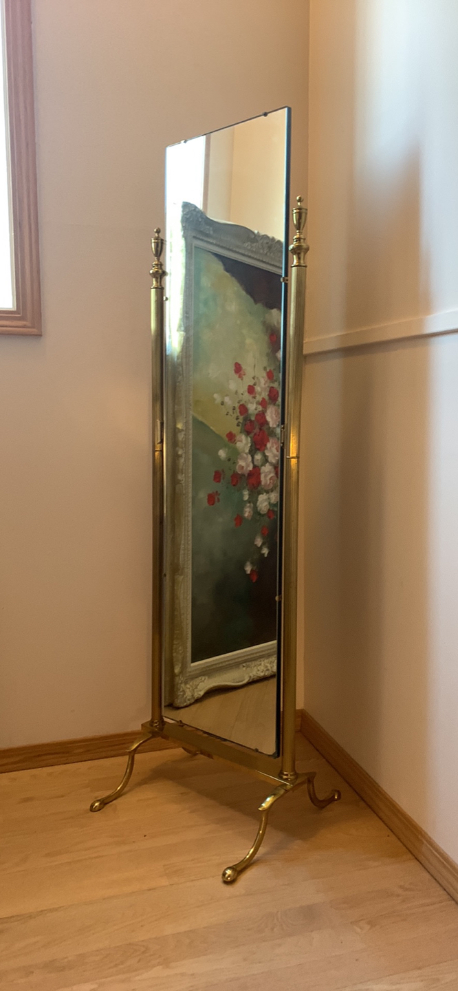 Gorgeous Vintage Brass Full Length Mirror - photo 2